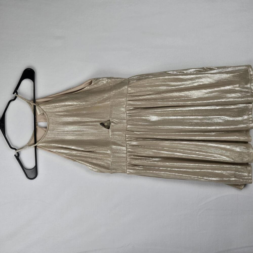 NWT Altar'd State Shimmering Gold Metallic Halter Mini Dress Size Large
